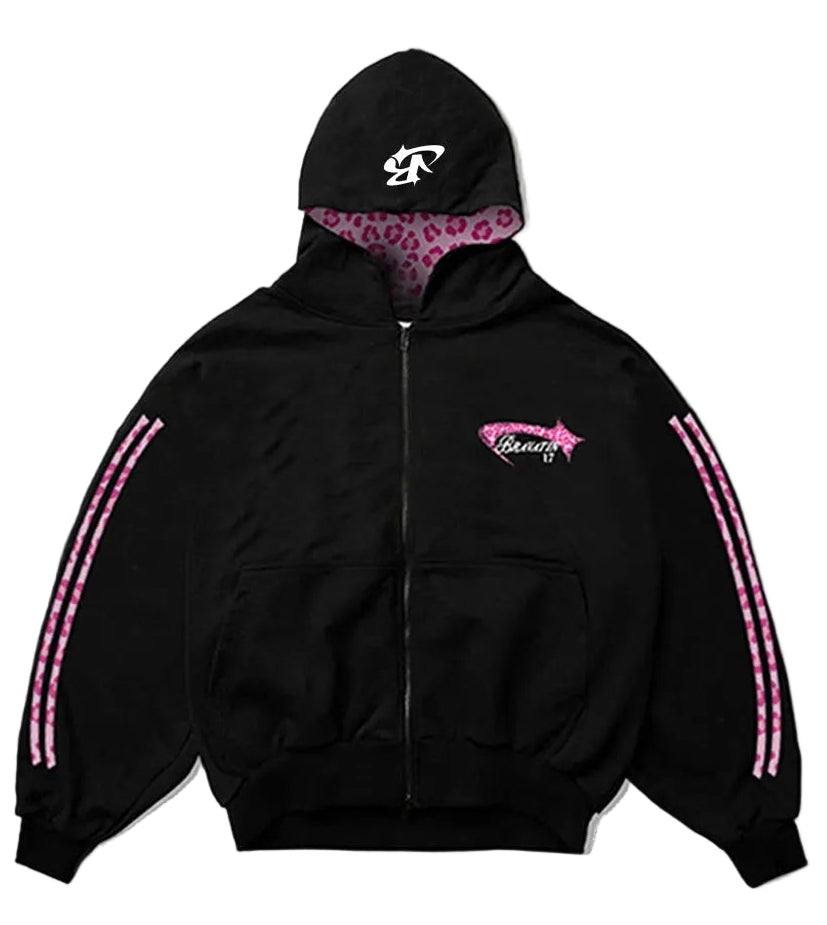 "PINK LEOPARD" ZIP UP